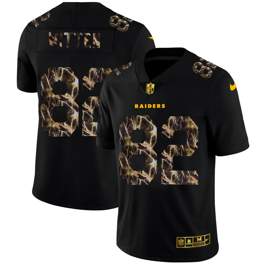 2020 Las Vegas Raiders #82 Jason Witten Men Black Nike Flocked Lightning Vapor Limited NFL Jersey->oakland raiders->NFL Jersey